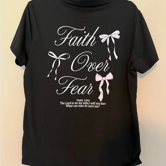 SHEIN Black Tee with White Bow Accent - Picture 2 of 2